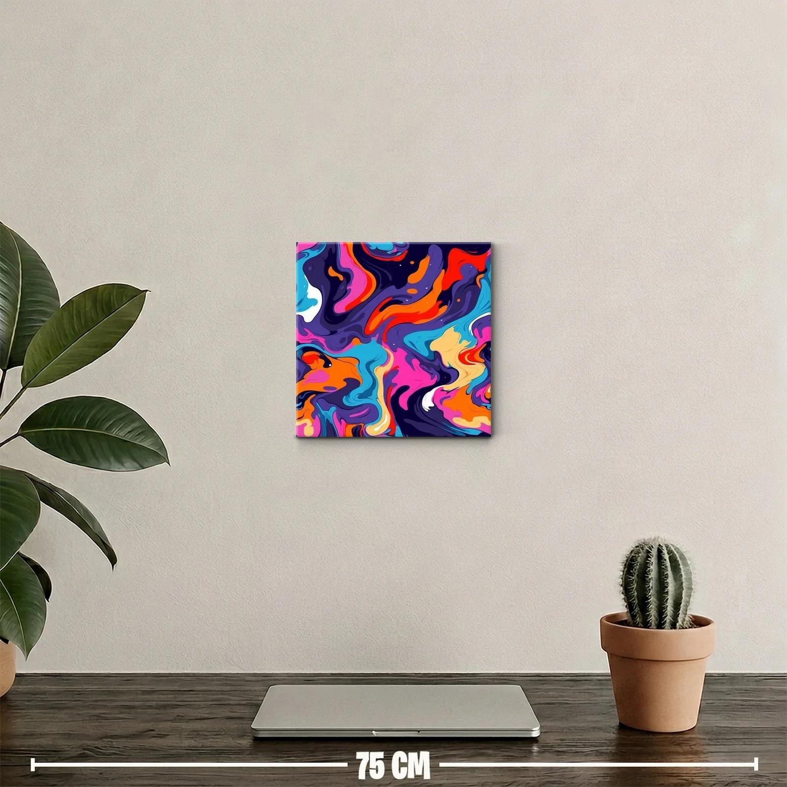 Cuadro abstracto vibrante con mezcla de colores intensos — miniatura 2