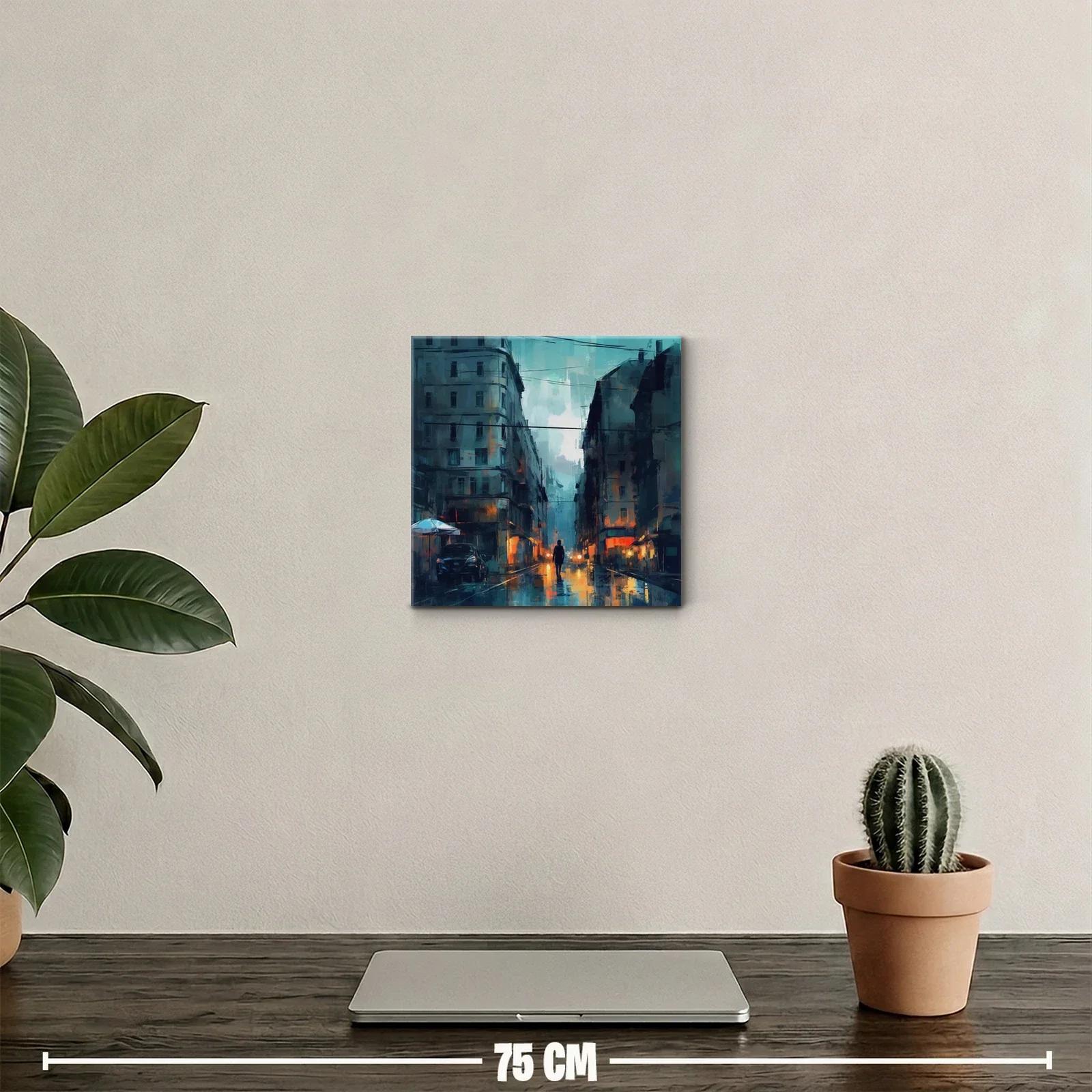 Atardecer urbano con reflejos y silueta solitaria — miniatura 2