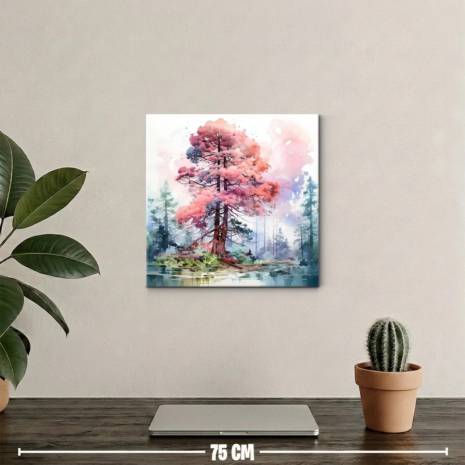 Árbol en tonos rosa y azul en paisaje sereno — miniatura 2