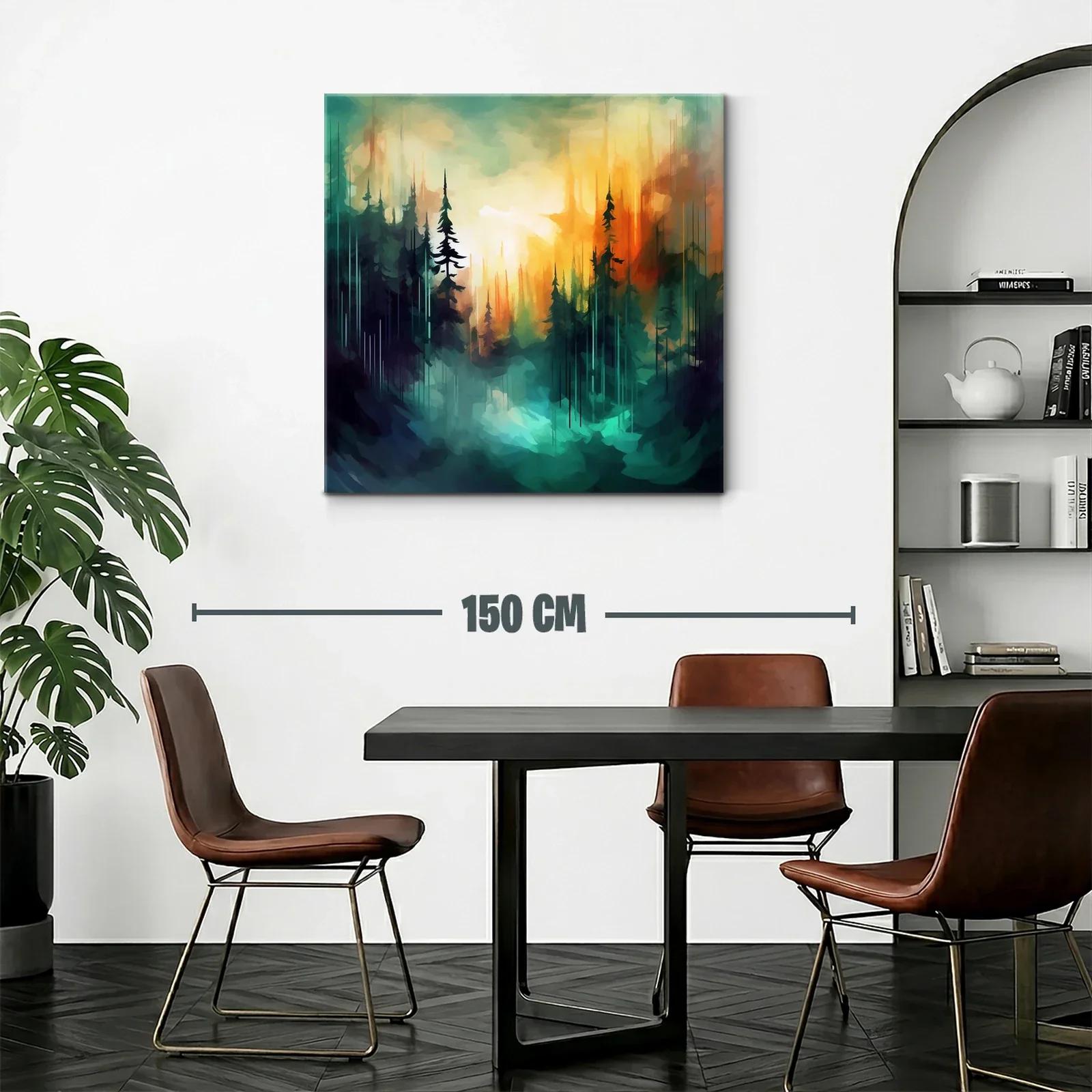 Bosque abstracto al amanecer con luces vibrantes y contraste — miniatura 2