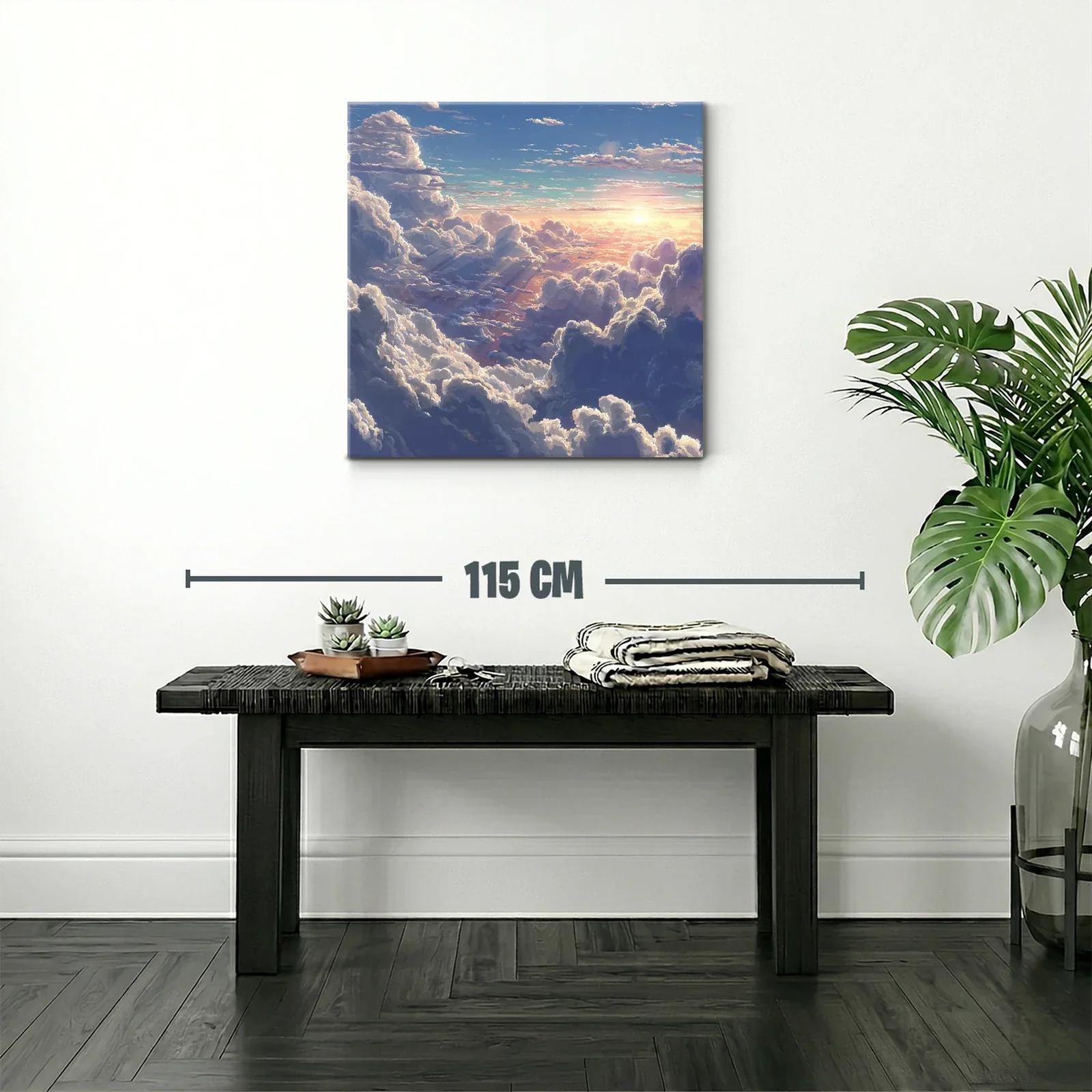 Atardecer entre nubes con luz dorada y cielo azul — miniatura 2