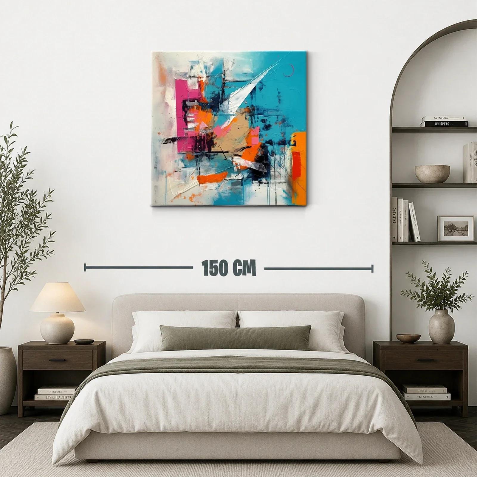 Composición abstracta con vibrantes tonos turquesa y naranja — miniatura 3