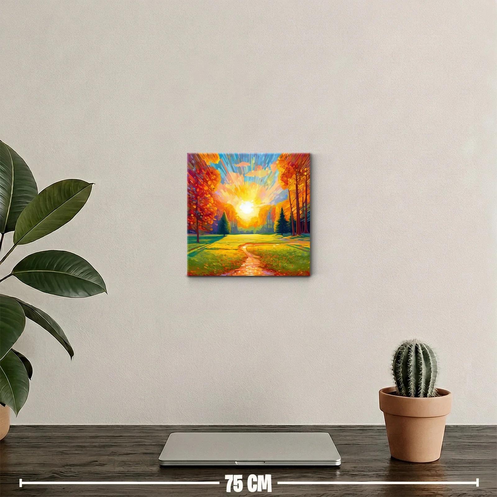Camino iluminado por el sol entre árboles otoñales — miniatura 2