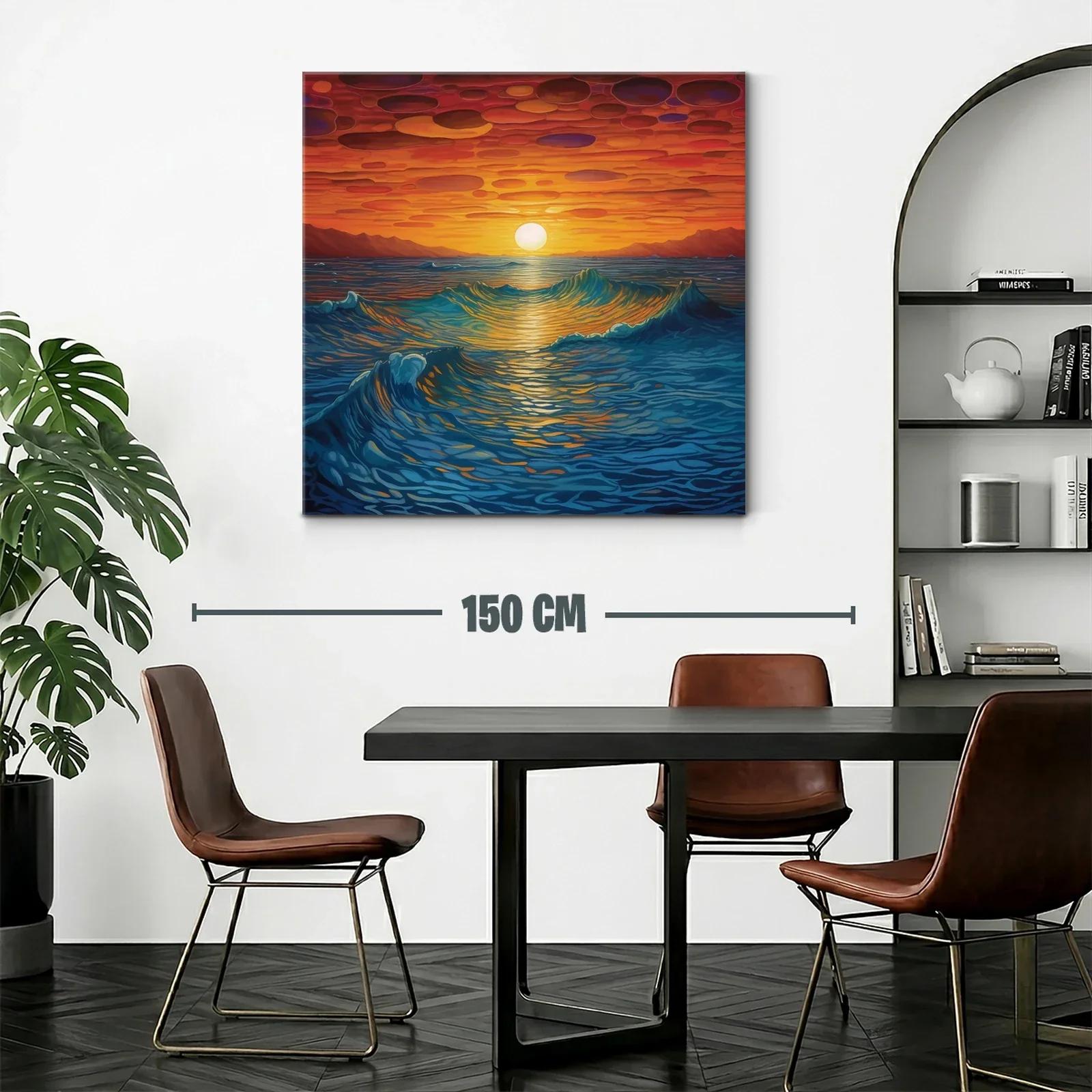 Atardecer vibrante sobre el mar con olas en movimiento — miniatura 2