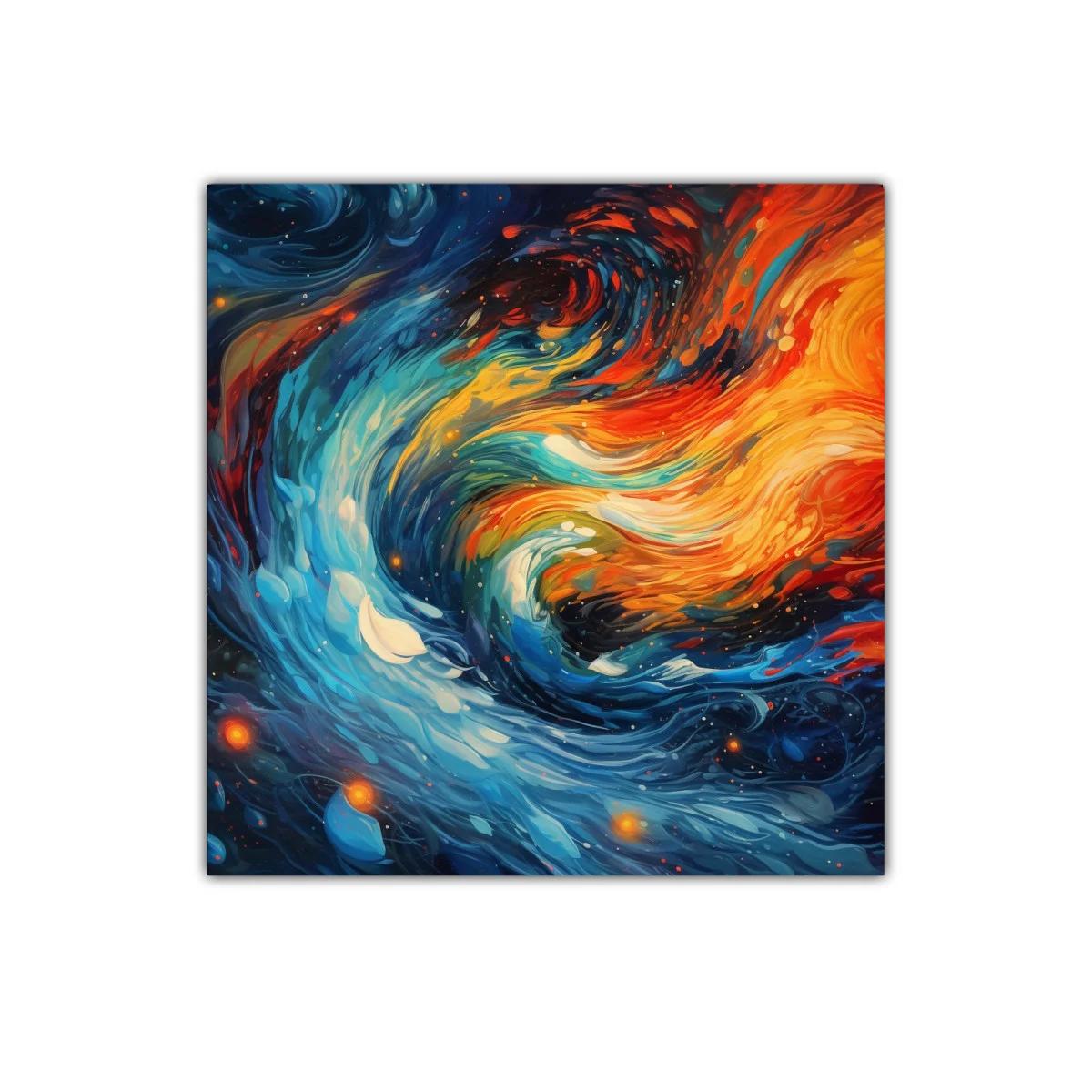 Cuadro abstracto con remolino de colores vibrantes