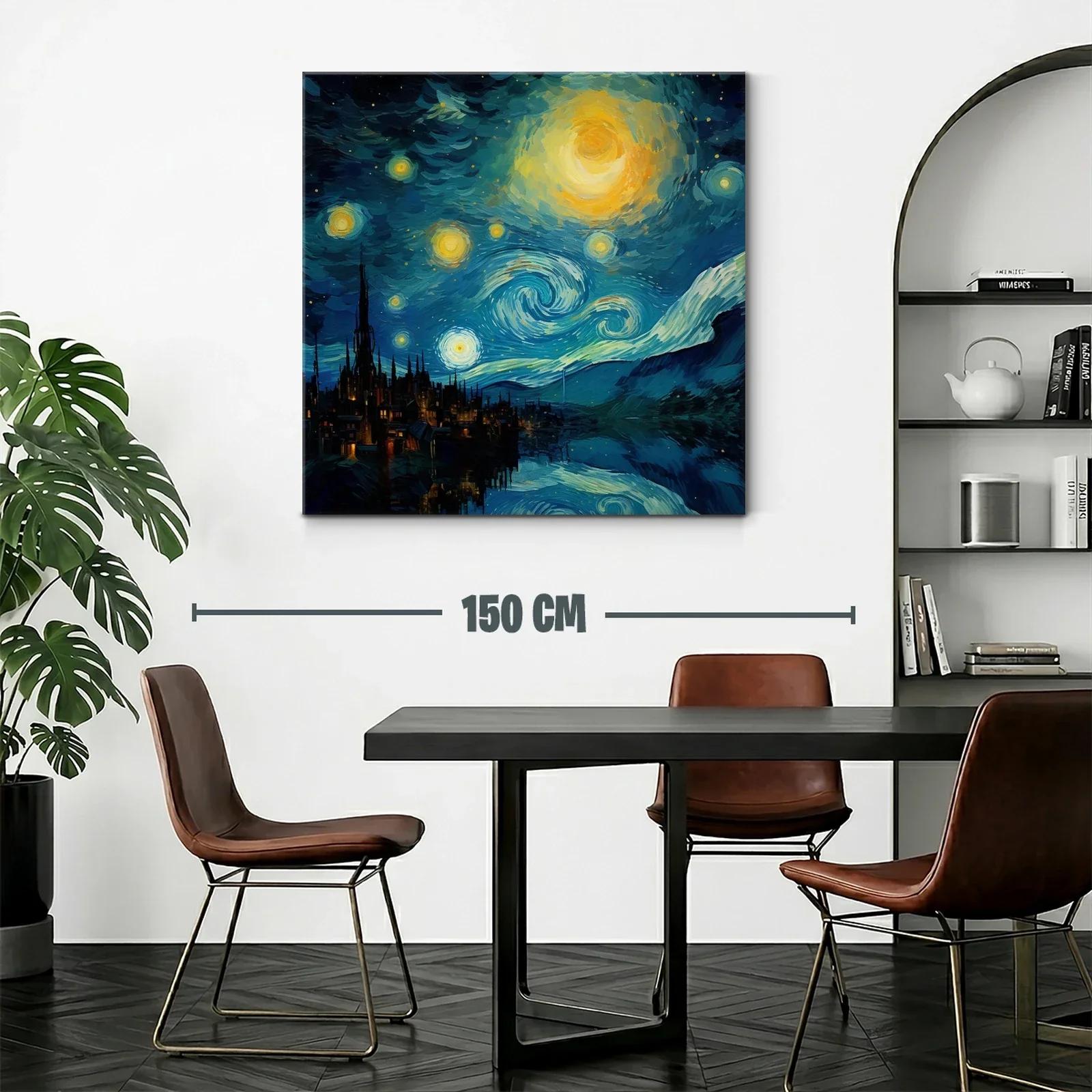 Noche estrellada sobre ciudad con reflejos intensos — miniatura 2
