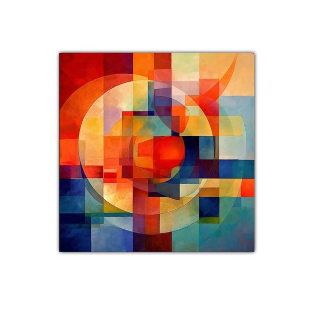 Composición abstracta de colores vibrantes y formas geométricas