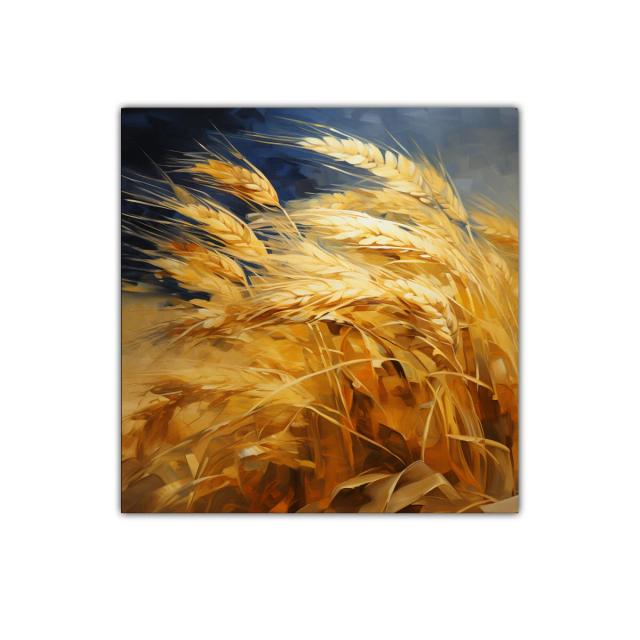 Cuadro decorativo con espigas doradas al viento
