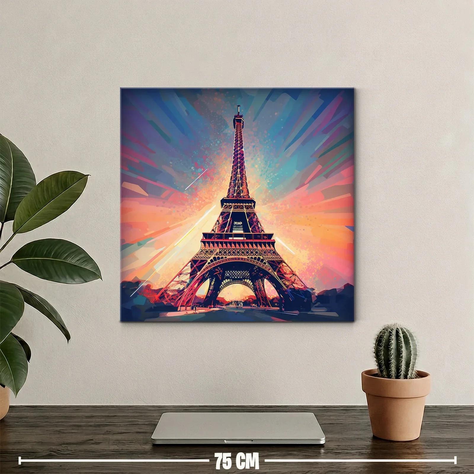 Cuadro Torre Eiffel con vibrantes tonos y luz cálida — miniatura 2