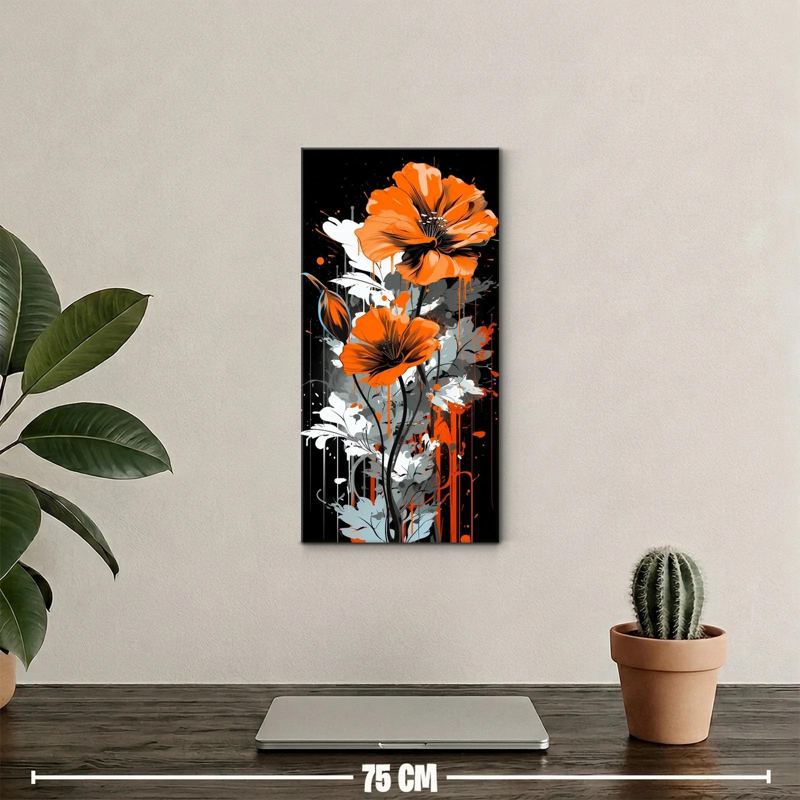 Cuadro amapolas naranjas con chorretones de pintura — miniatura 2