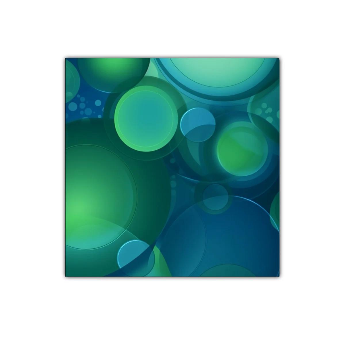 Composición abstracta de círculos en tonos verdes y azules