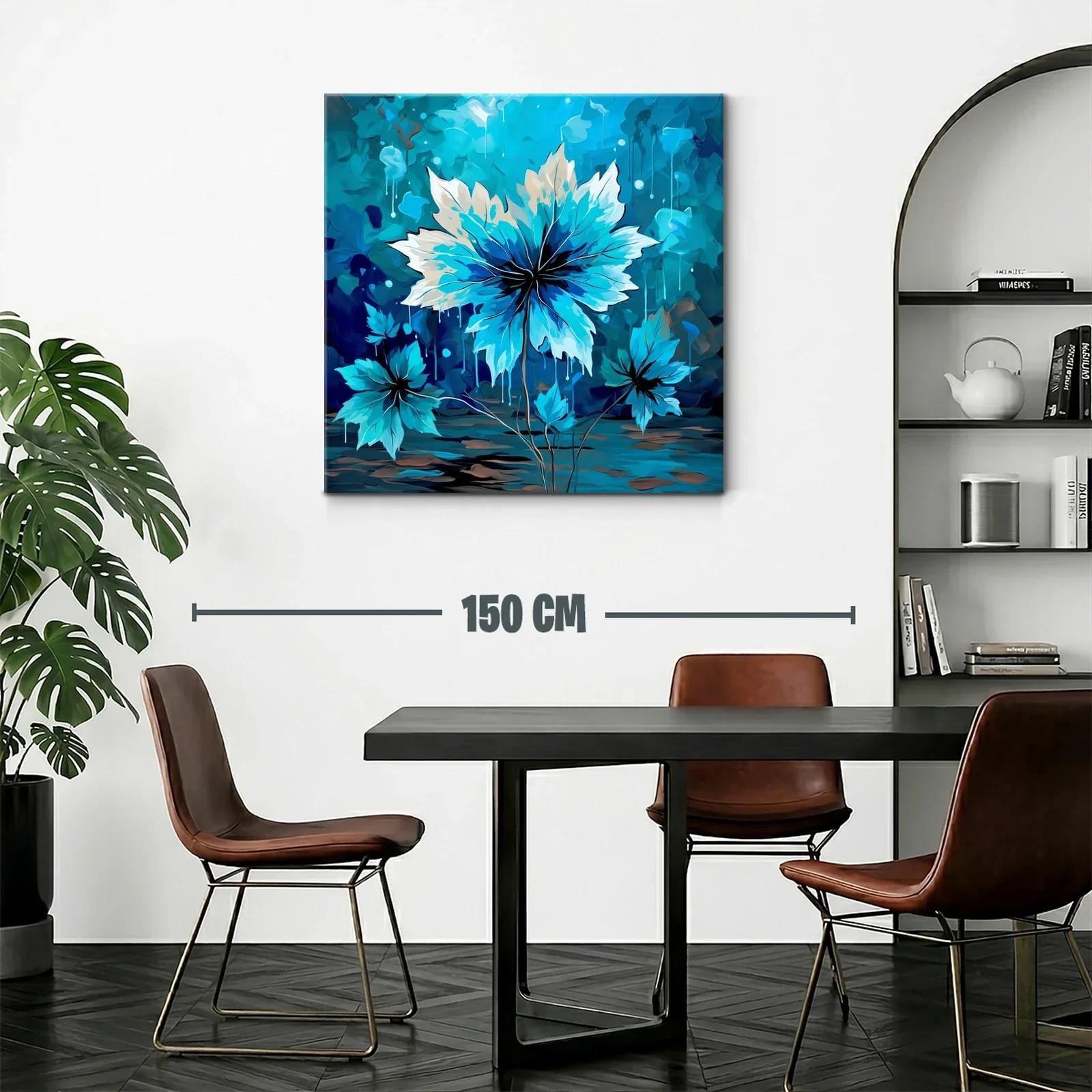 Cuadro floral en tonos azules para espacios modernos — miniatura 2