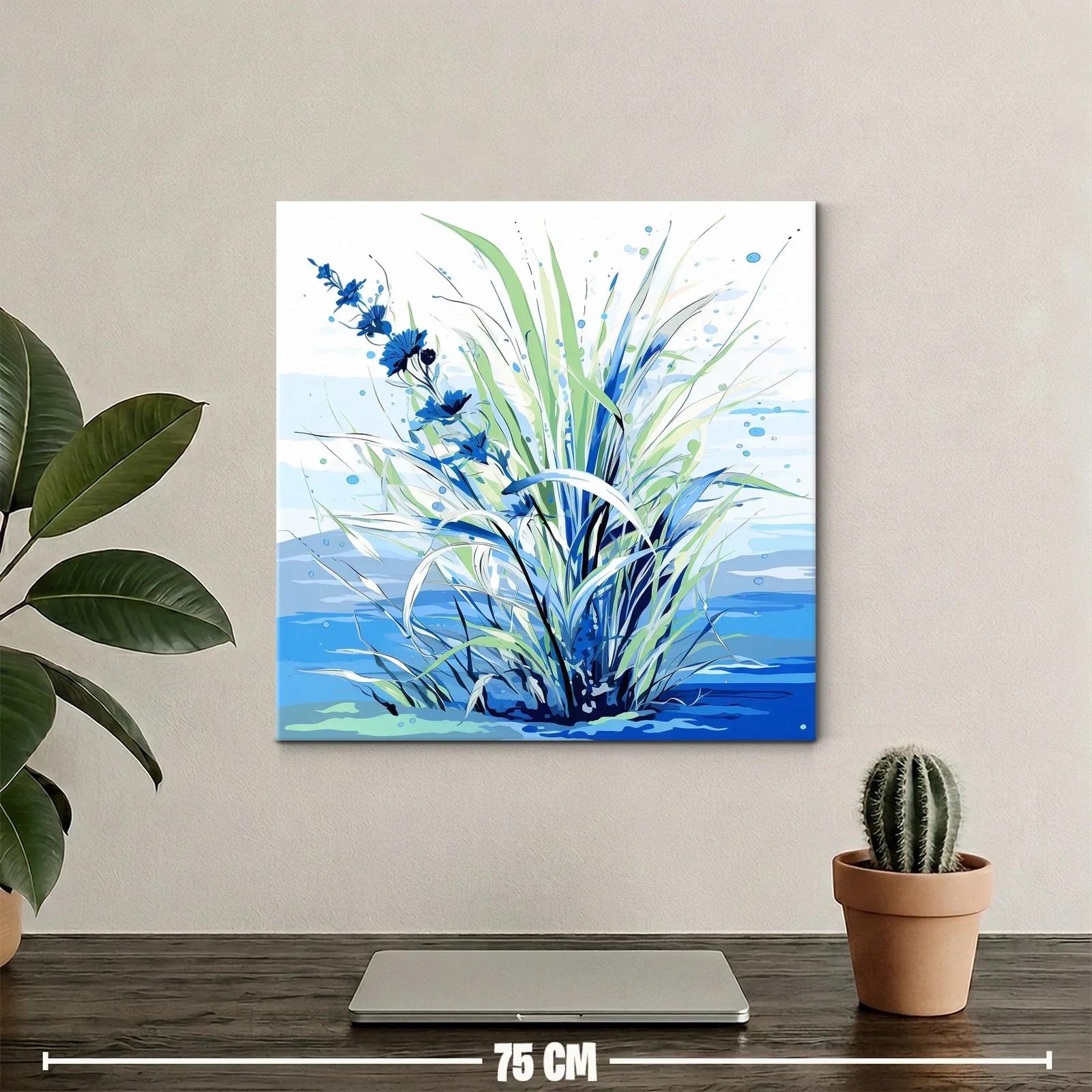 Ramillete azul con hojas verdes y fondo acuático — miniatura 2