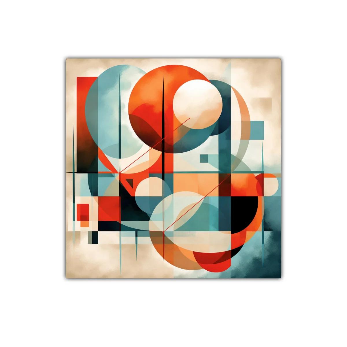 Composición geométrica con círculos y líneas en tonos cálidos — imagen principal