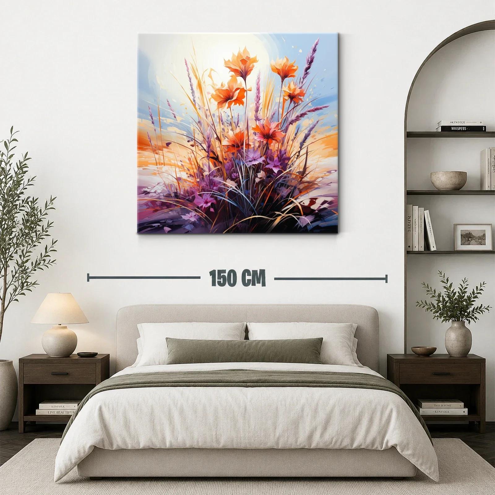 Ramo vibrante de flores en tonalidades cálidas y lilas — miniatura 3