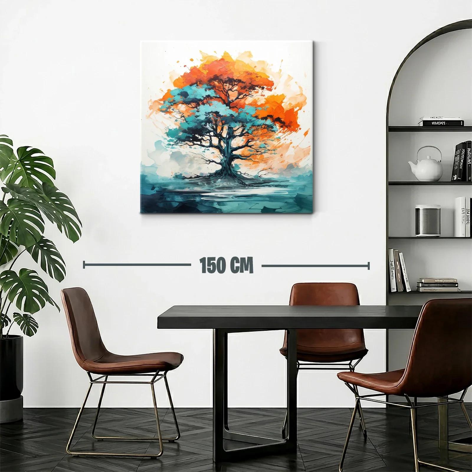 Árbol vibrante con tonos turquesa y naranja intenso — miniatura 2