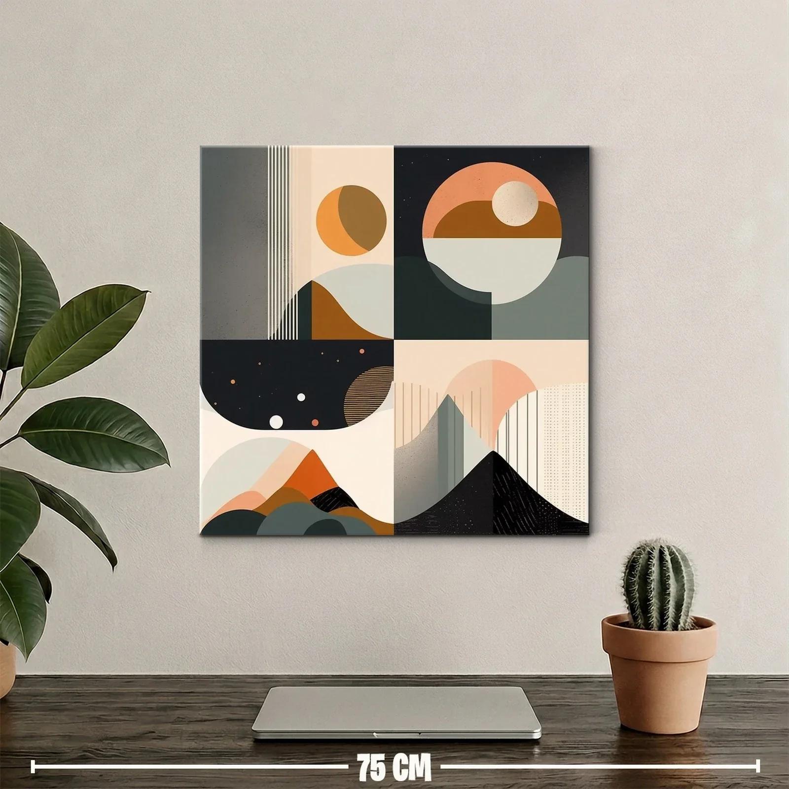 Cuadro abstracto con formas geométricas y tonos cálidos — miniatura 2