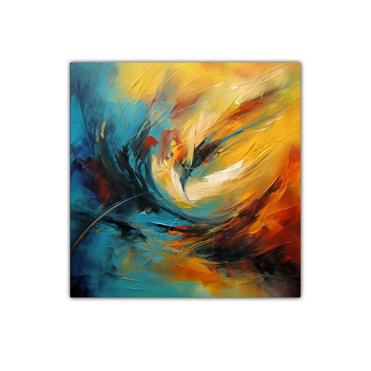 Cuadro decorativo abstracto en tonos azul y amarillo