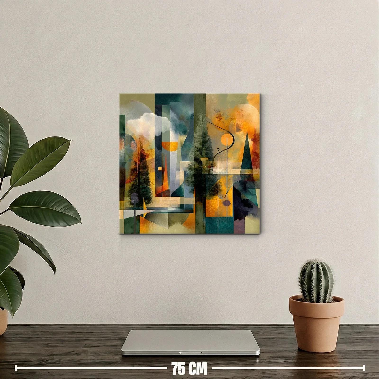 Composición abstracta con tonos verdes y naranjas vibrantes — miniatura 2