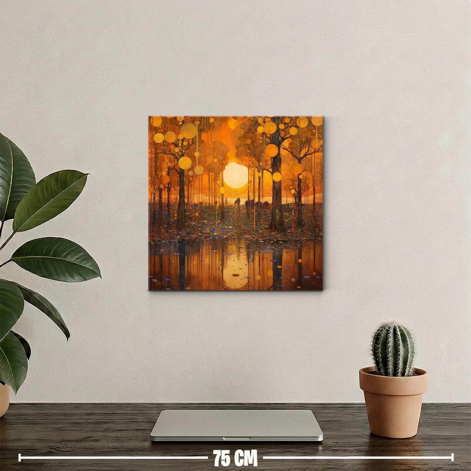 Atardecer dorado entre árboles y reflejos mágicos — miniatura 2