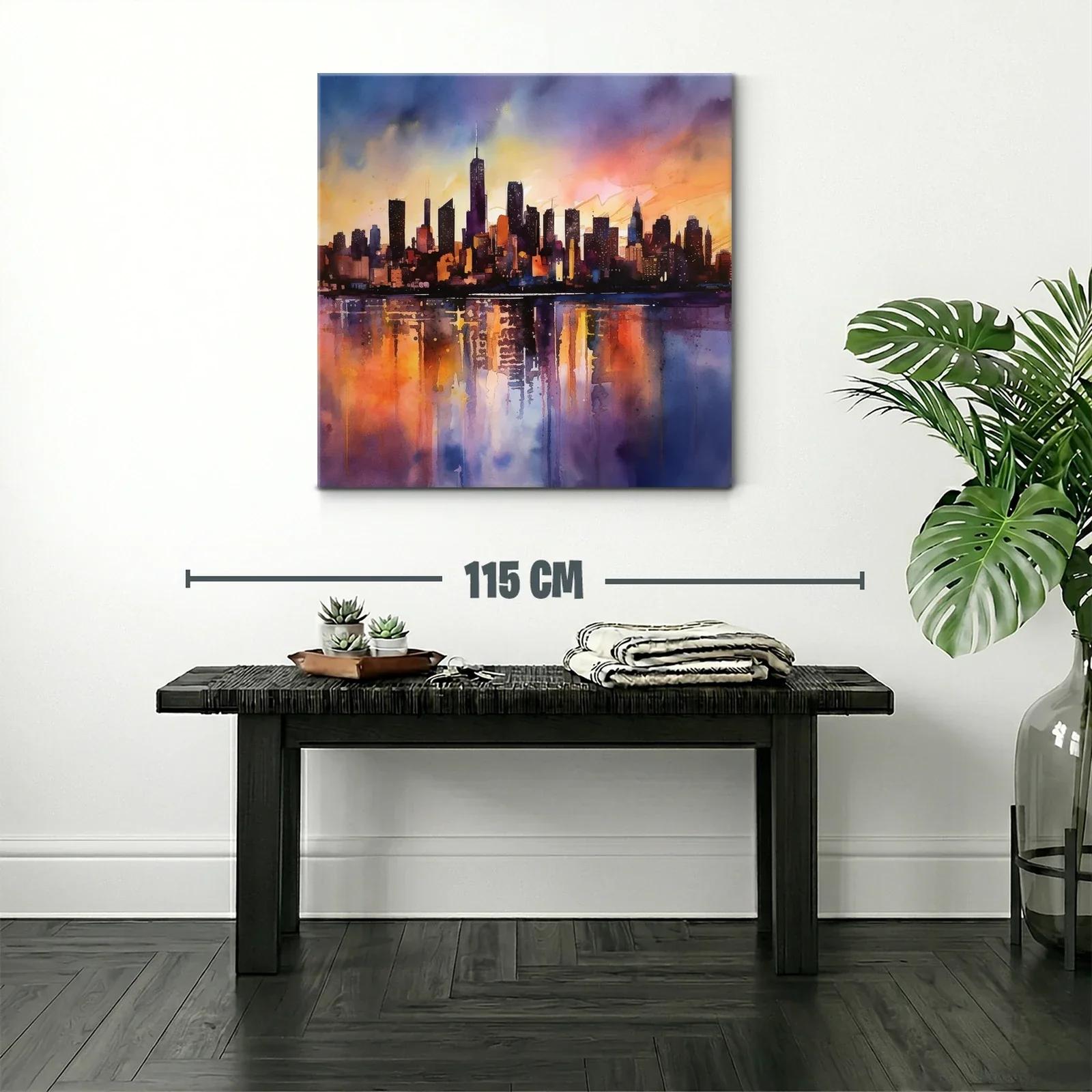 Atardecer urbano con reflejos vibrantes en la ciudad — miniatura 2