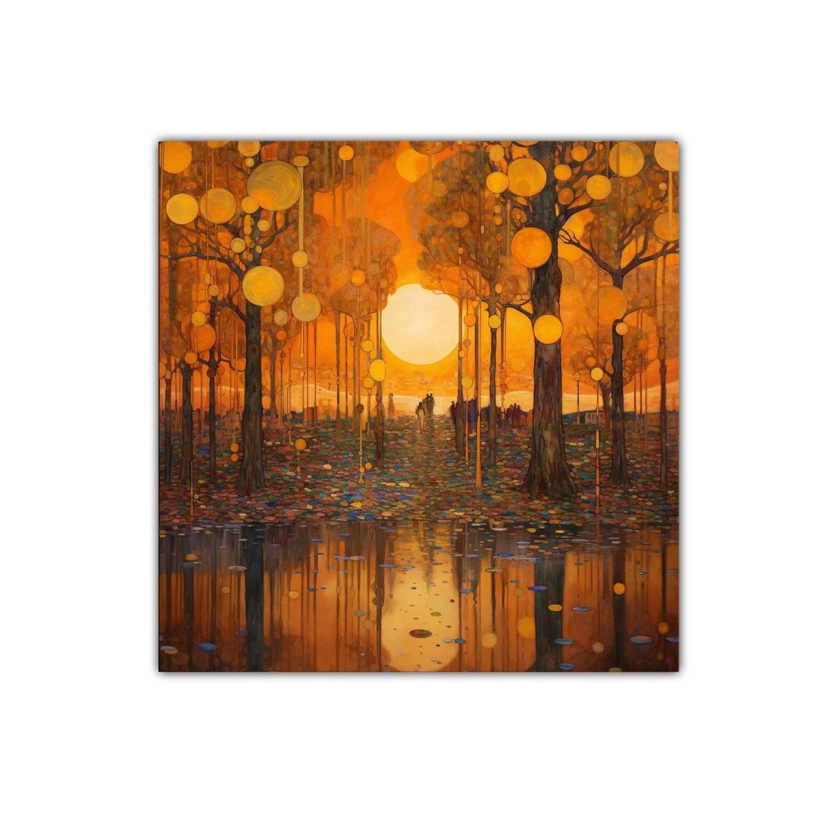 Atardecer dorado entre árboles y reflejos mágicos — imagen principal