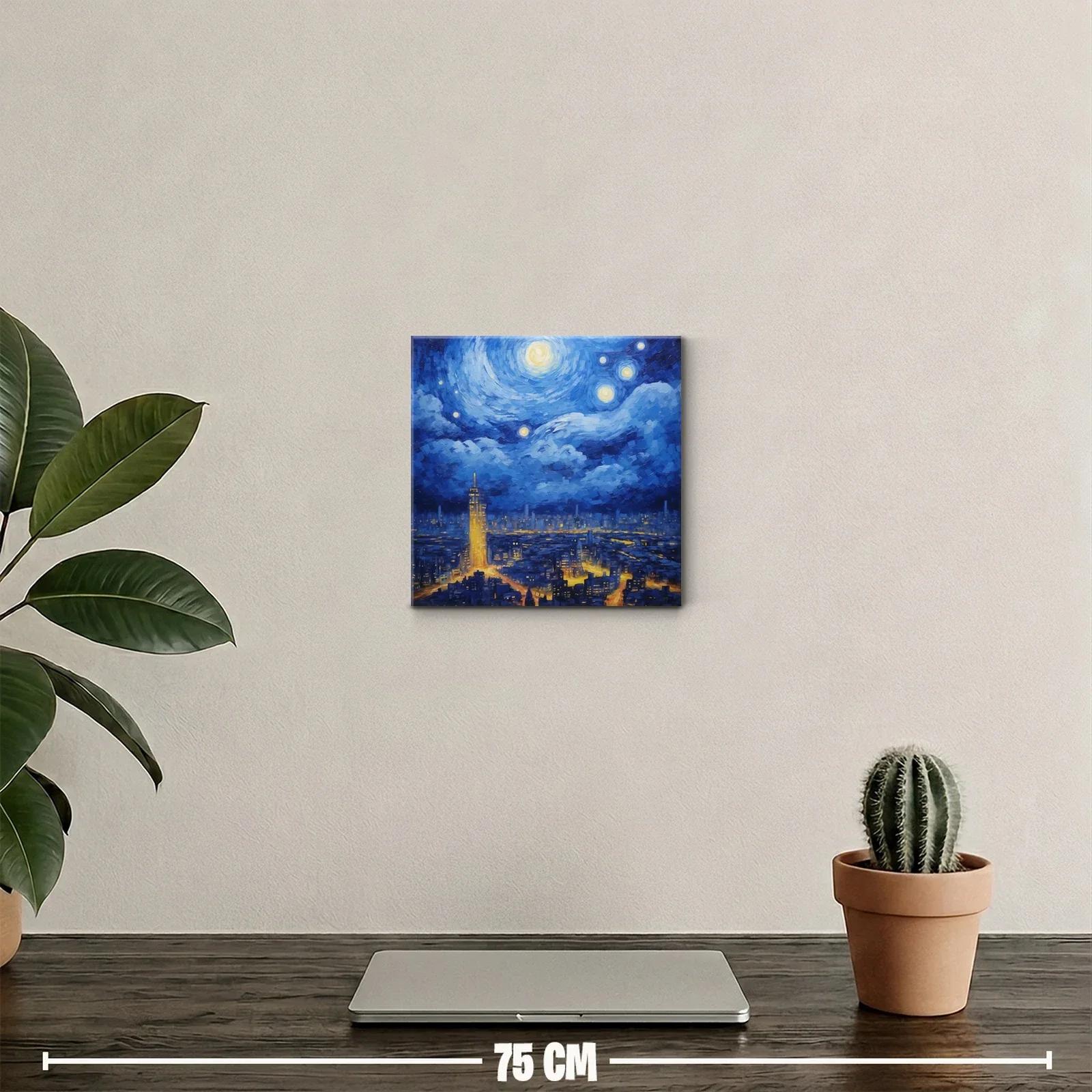 Paisaje nocturno urbano con cielo estrellado vibrante — miniatura 2