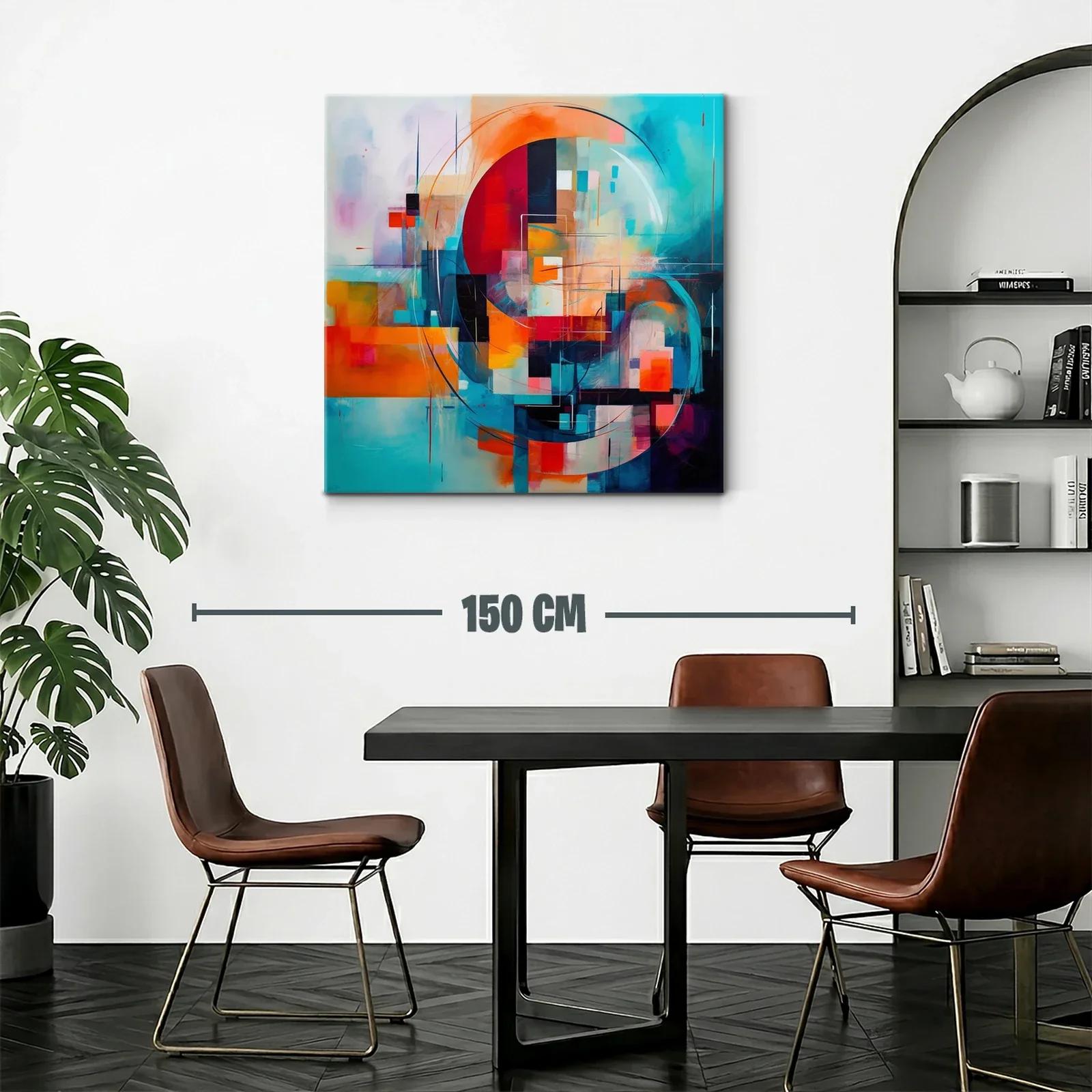 Cuadro abstracto con formas circulares en tonos vibrantes — miniatura 2