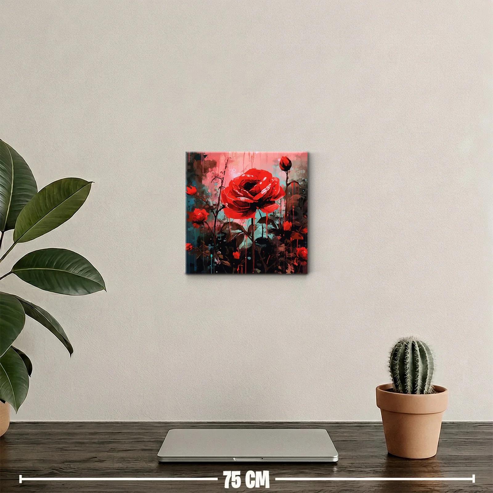 Vibrante composición de rosas rojas con fondo abstracto — miniatura 2