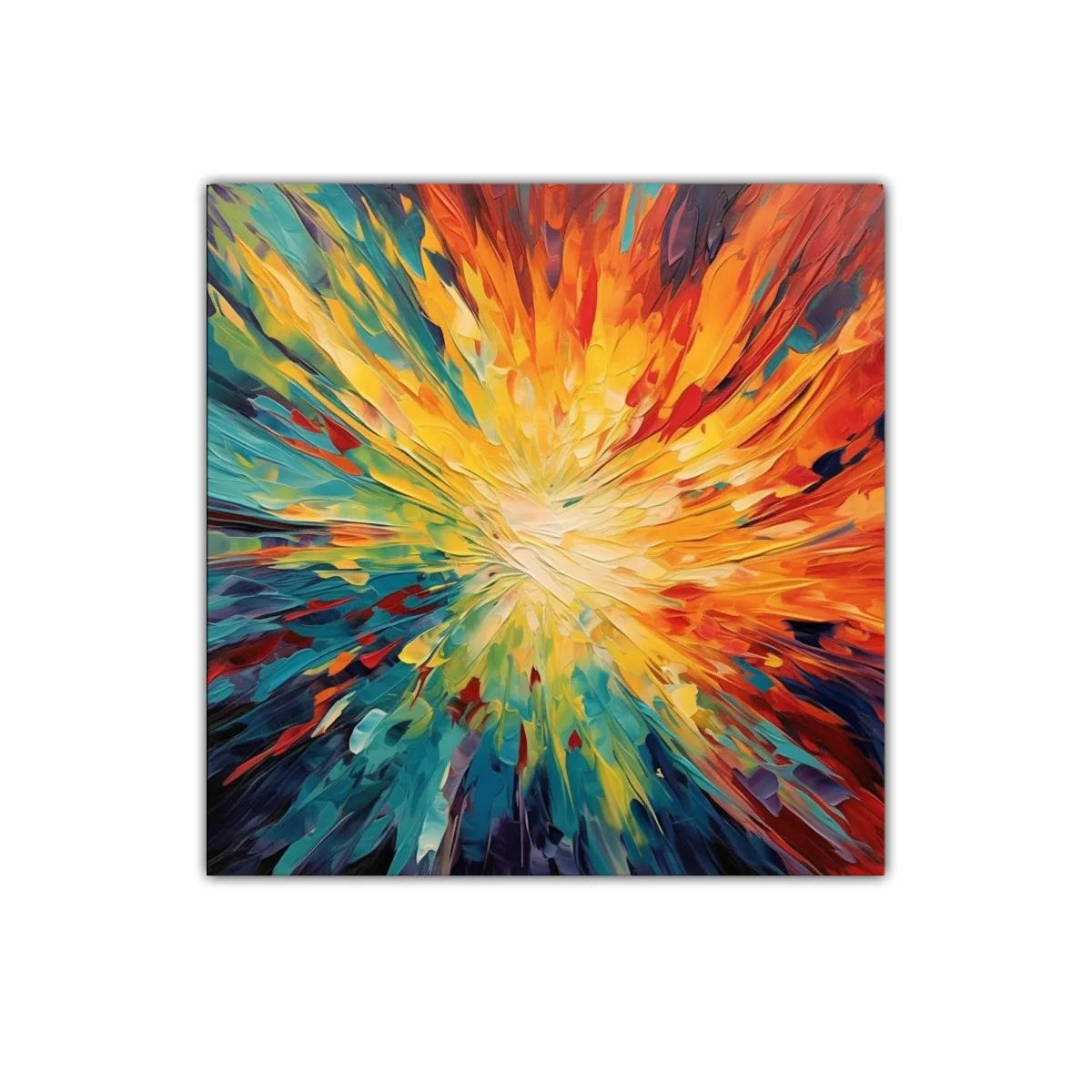 Cuadro decorativo con explosión vibrante de colores cálidos y fríos