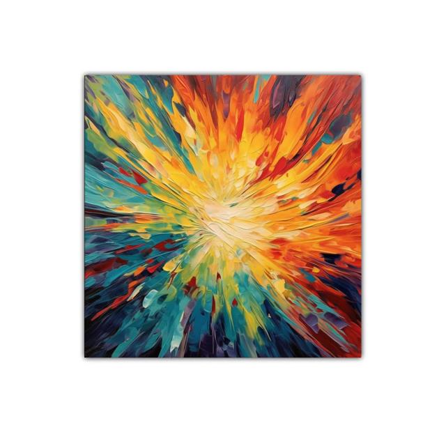 Cuadro decorativo con explosión vibrante de colores cálidos y fríos