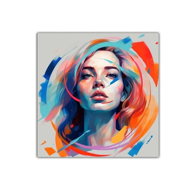 Retrato vibrante femenino con tonos intensos y dinámicos