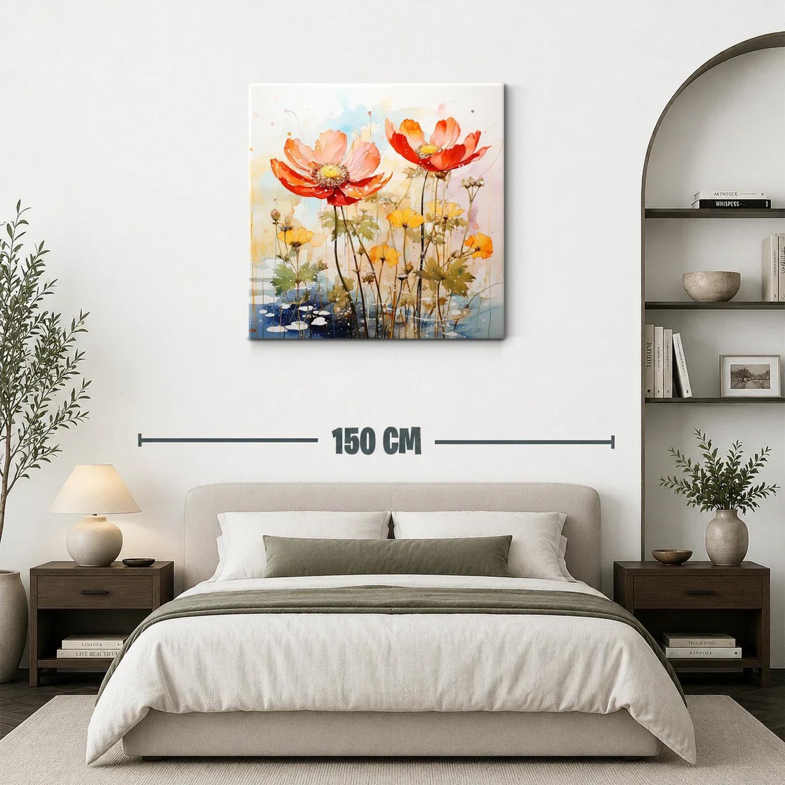 Flores vibrantes en tonos cálidos y suaves acuarelas — miniatura 3
