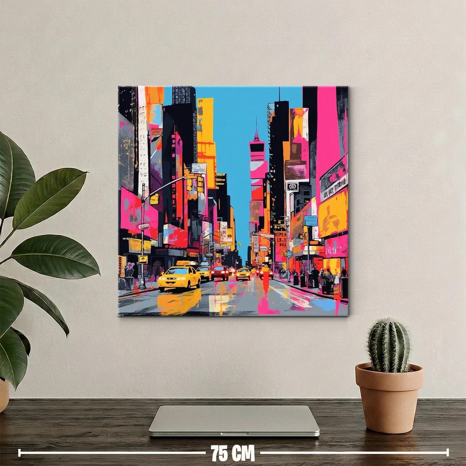 Atardecer urbano con vibrantes luces y taxis amarillos — miniatura 2