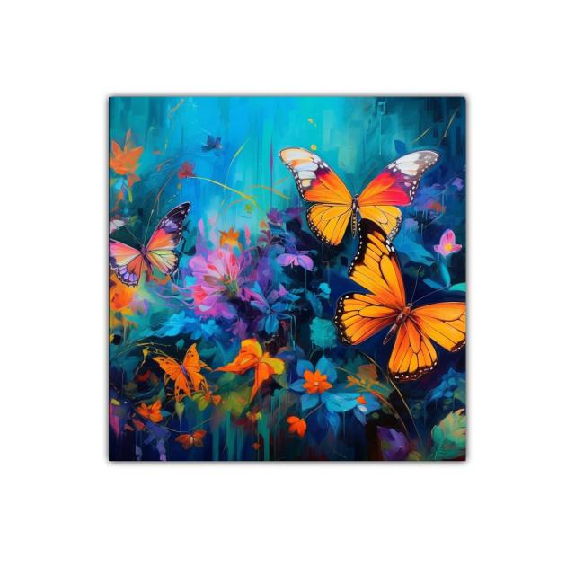 Mariposas vibrantes en jardín de flores coloridas