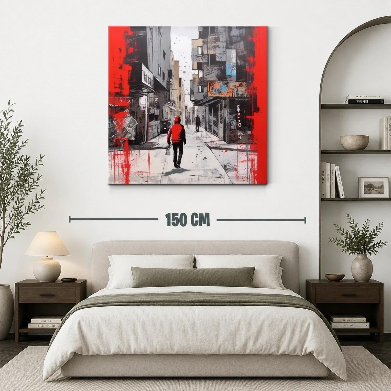Calle urbana con figura en rojo resaltando la silueta — miniatura 3
