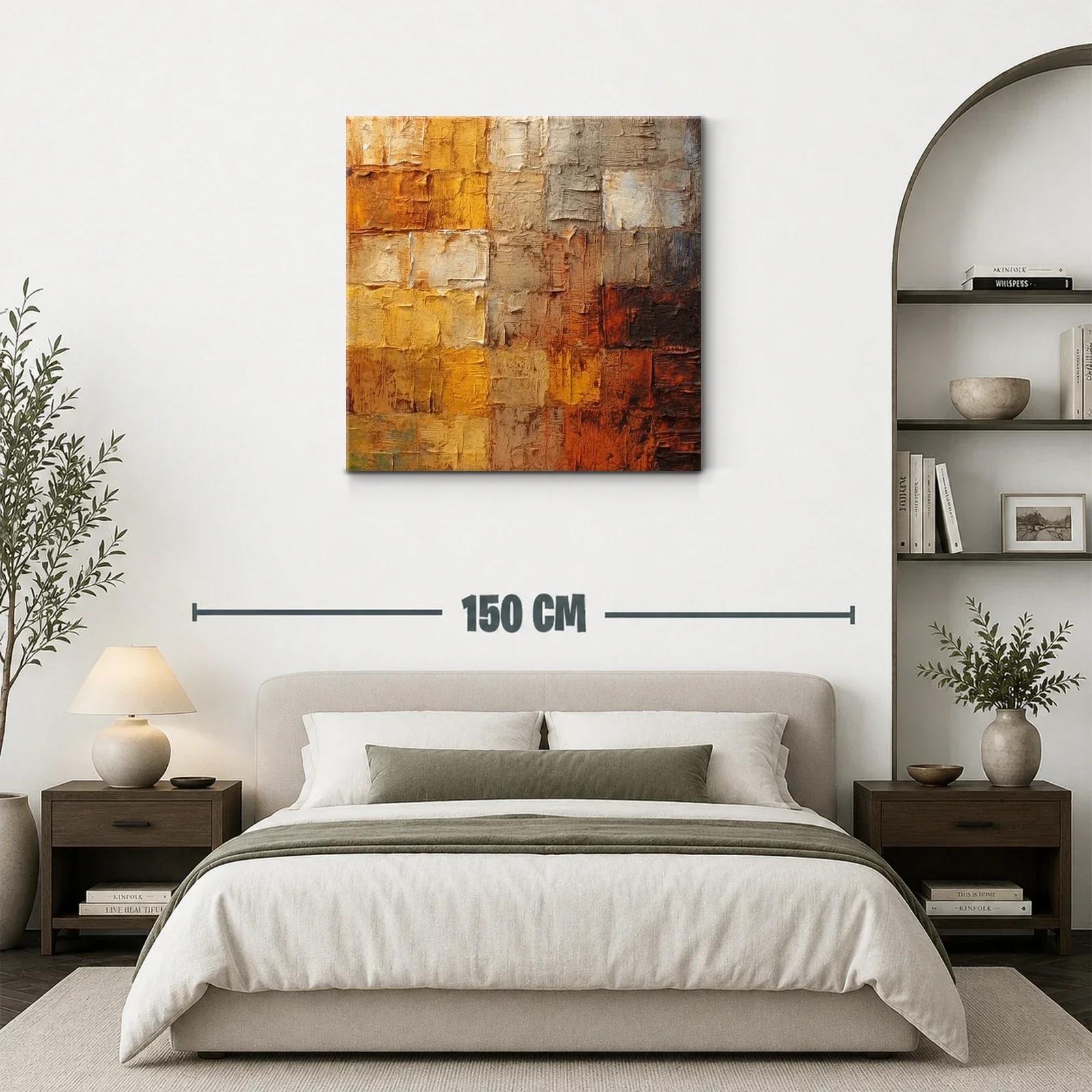 Cuadro abstracto en tonos tierra cálidos y texturizados — miniatura 3