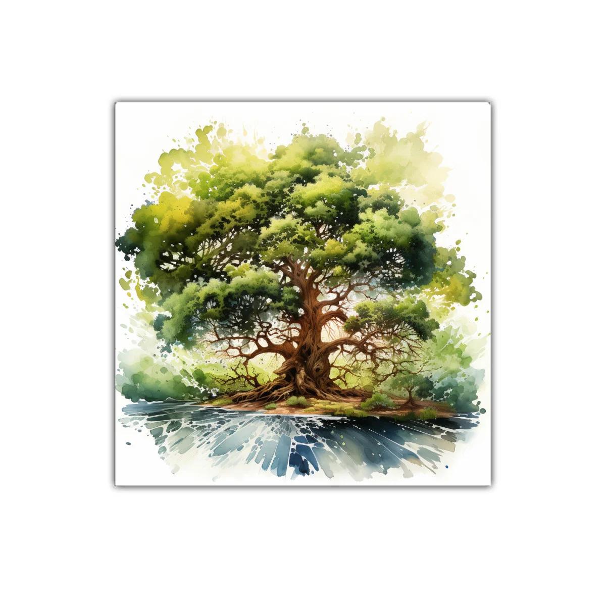 Impresionante árbol frondoso con reflejo en agua serena — miniatura 1