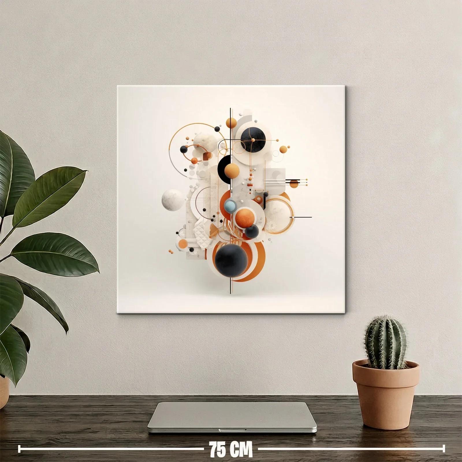 Composición geométrica con esferas y líneas en tonos cálidos — miniatura 2