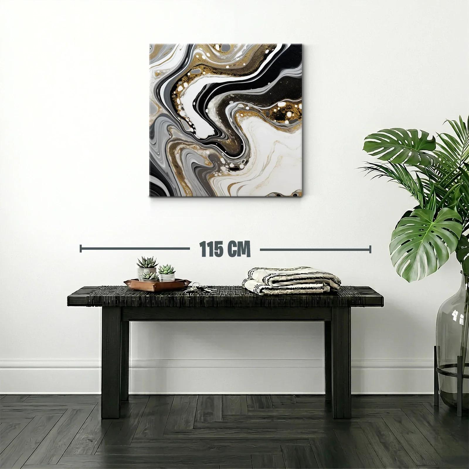 Abstracción en tonos negro blanco y dorado elegante y moderna — miniatura 2