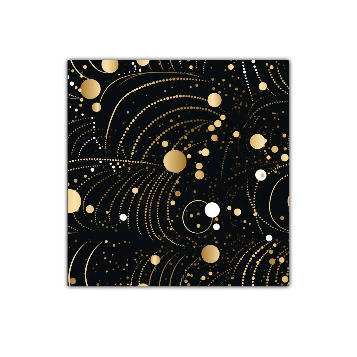 Cuadro decorativo galaxia de puntos dorados sobre fondo negro — imagen principal