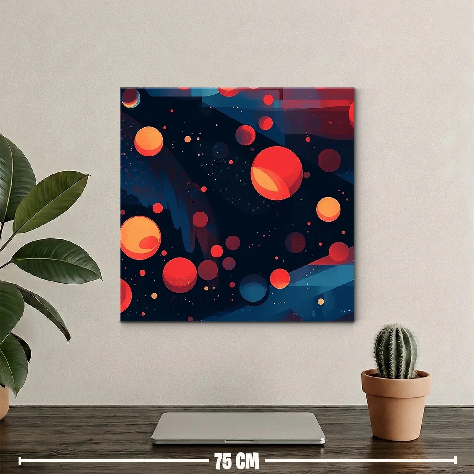 Composición abstracta en rojo y azul con esferas vibrantes — miniatura 2