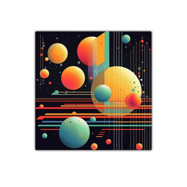 Cuadro decorativo con galaxia de planetas multicolor