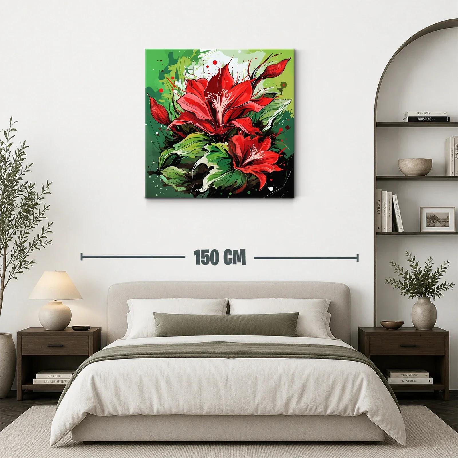 Flor roja vibrante con hojas verdes en contraste — miniatura 3