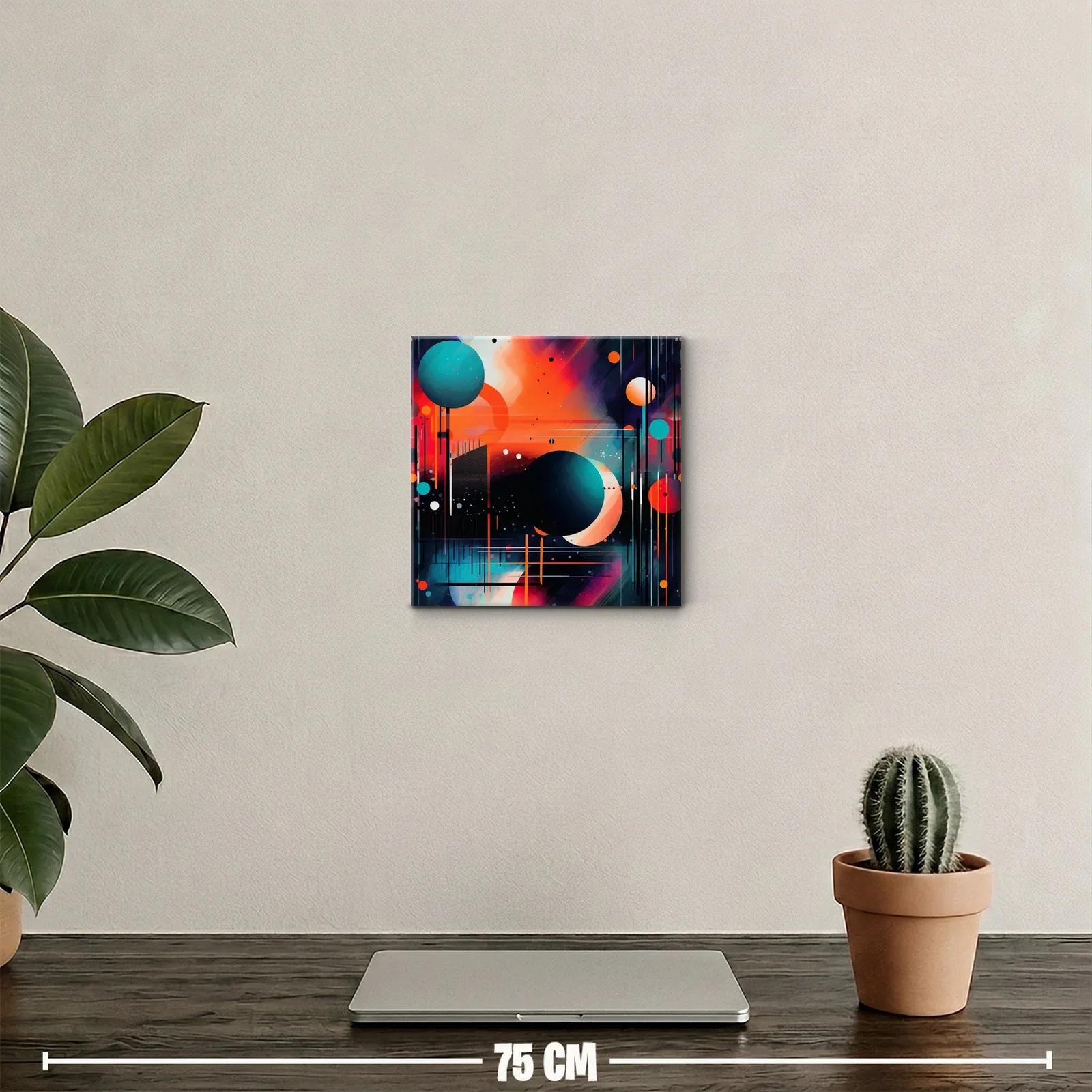 Cuadro Abstracto Galáctico en Tonos Cálidos y Fríos — miniatura 2