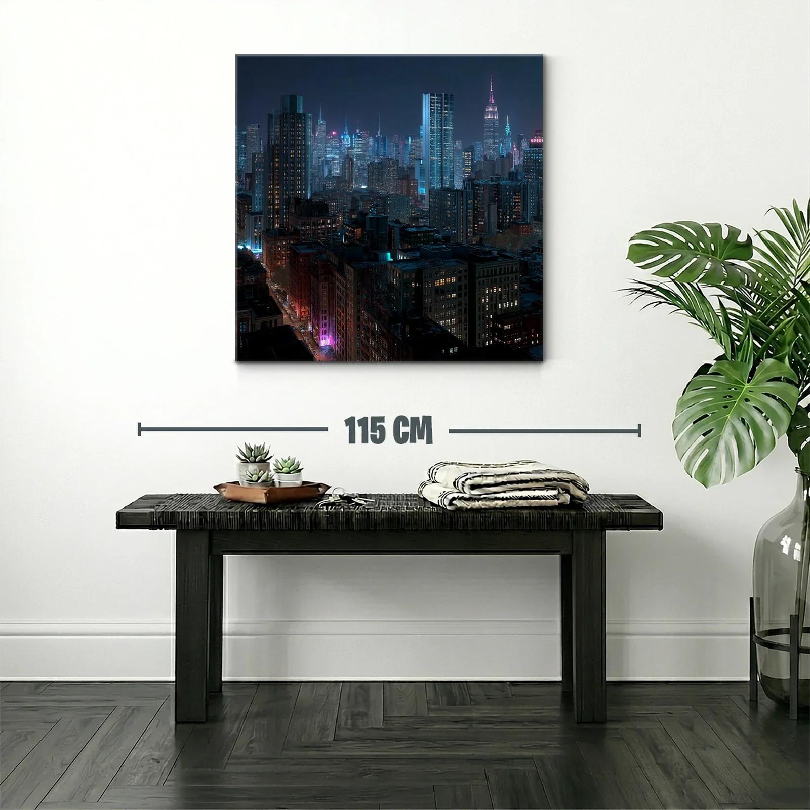 Panorámica nocturna de ciudad iluminada y vibrante — miniatura 2