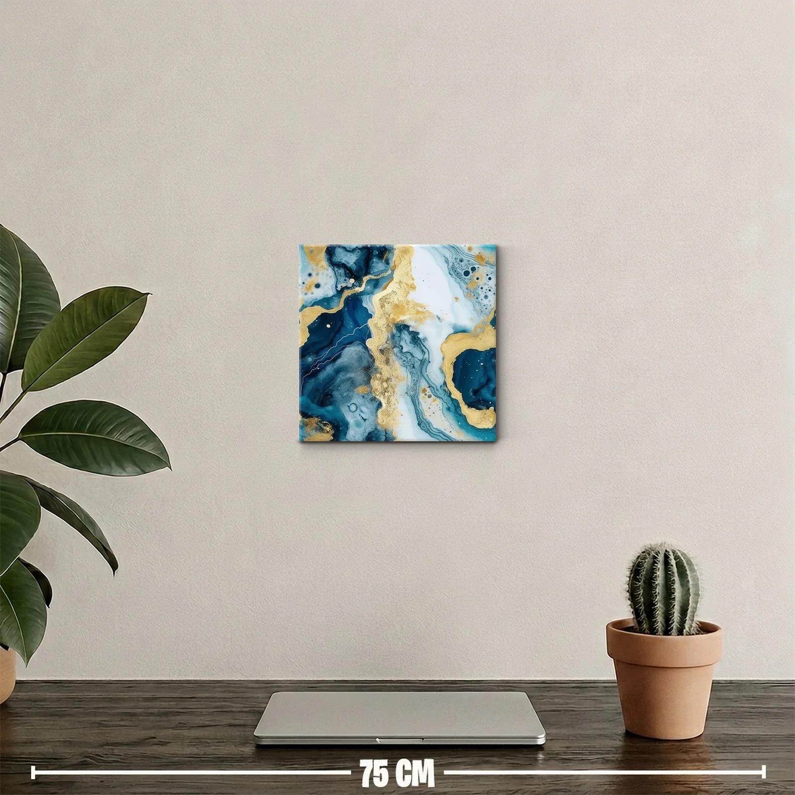 Arte abstracto en tonos azules y dorados sofisticados — miniatura 2