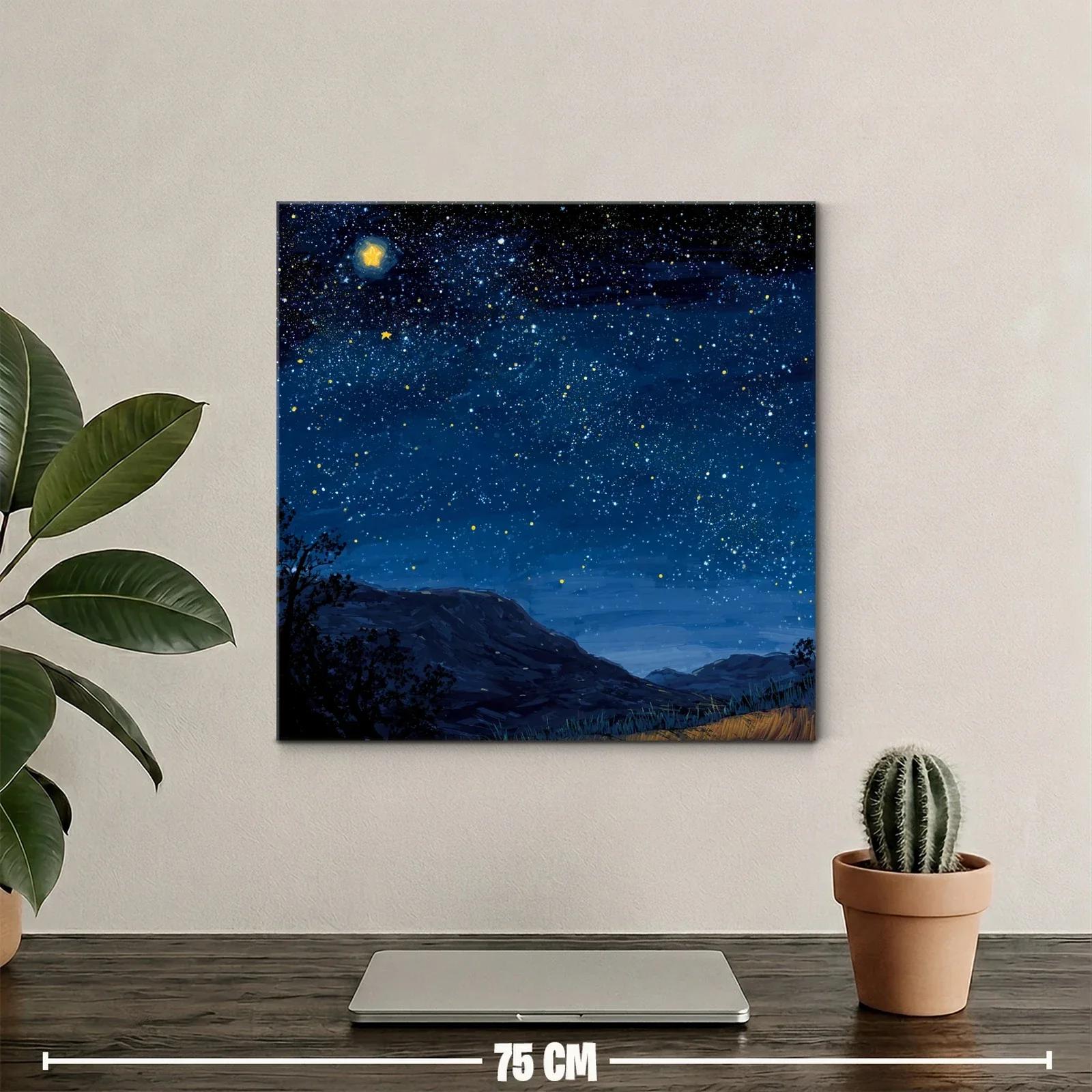 Cielo estrellado con montañas en calma nocturna — miniatura 2