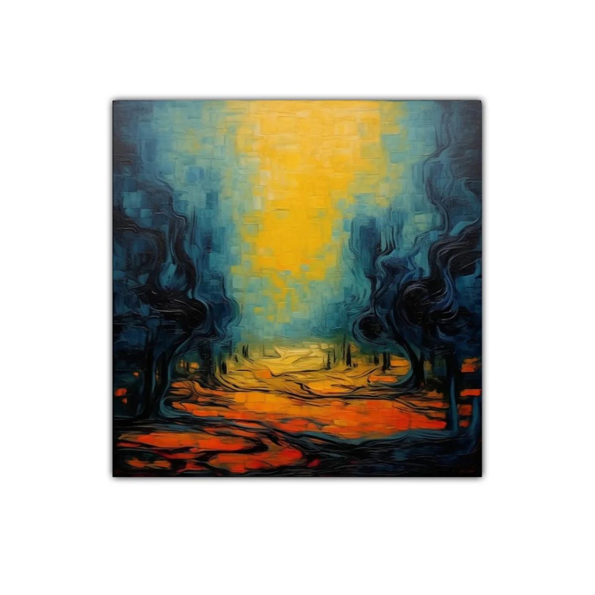 Paisaje abstracto con tonos cálidos y fríos en equilibrio — imagen principal