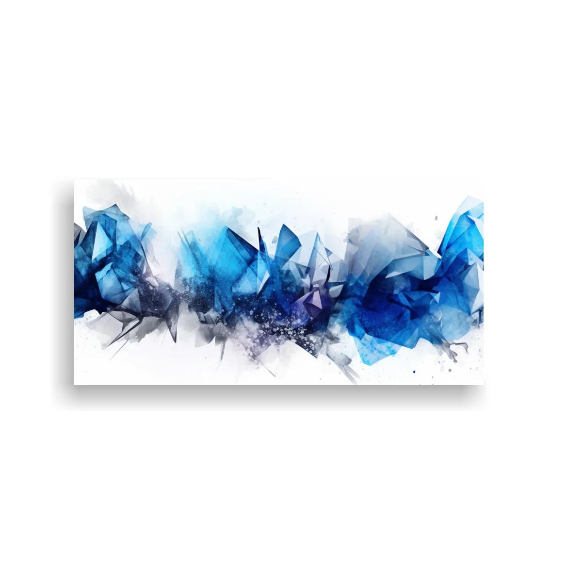Cuadro composición abstracta de cristales azules en franja panorámica